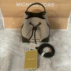 Michael Kors Mercer Olive and Cream Bag